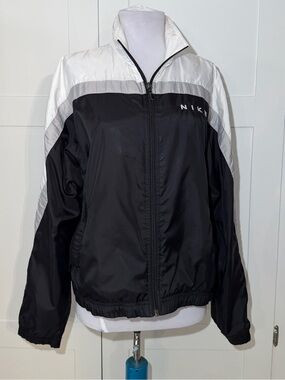 Nike Black, White & Gray Men's Windbreaker Jacket - Medium